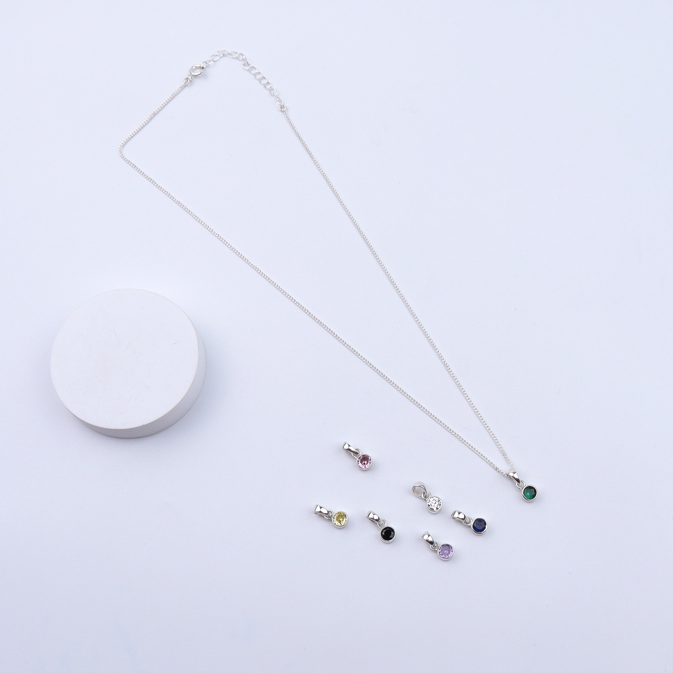 Set de pendentifs arc-en-ciel en zircon cubique et argent sterling 92,5 ̧